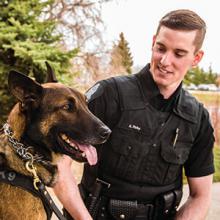 Police service dog Robby and his handler, Constable Andrew Firby