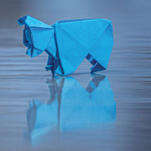Small blue origami animal