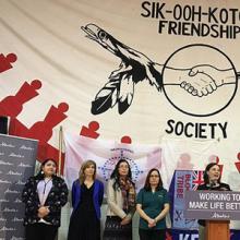 Alumna Diandra Bruised Head joins Alberta Environment Minister Shannon Phillips for the announcement of an Indigenous climate change study