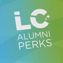 The LC Alumni Perks logo on a cell phone screen.