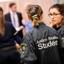 A Lethbridge College Criminal Justice student talks through a scenario