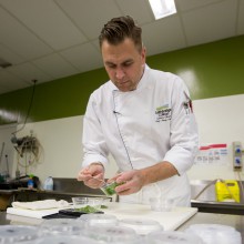 Lethbridge College's Chef Doug Overes works in one of the college's kitchen areas.