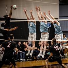 The Lethbridge College Kodiaks men's volleyball team in action in ACAC play. 