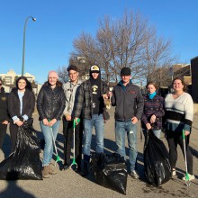 The Lethbridge College chapter of the LEO Club take part in a community clean-up event.