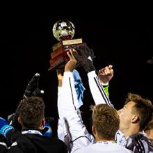 The Kodiaks men's soccer team celebrates the first ACAC championship in team history on Oct. 27, 2019.