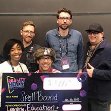 Mike McCready (far right) with his team at the MIT Reality Virtually Hackathon.