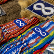 Metis sashes on a table