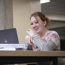 A Lethbridge College student works in a collaborative online environment.
