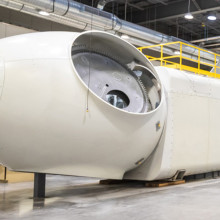 a wind turbine nacelle in the lab